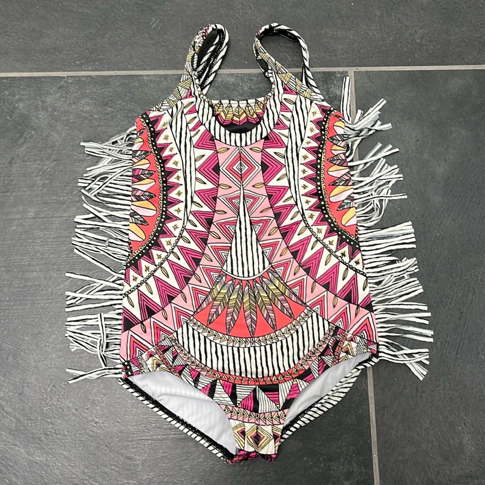 Billabong Swim Girls one piece swim suit with fringe - size 4